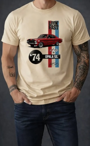 Camiseta Bege Opala SS 1974 da Loja Louca por Opalas